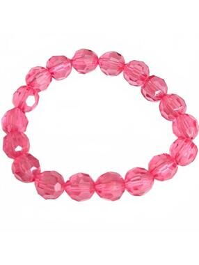Preppy Pink Faceted Beaded Stacking Stretch Bracelet